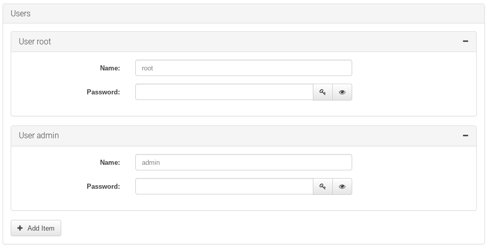 Form for managing users