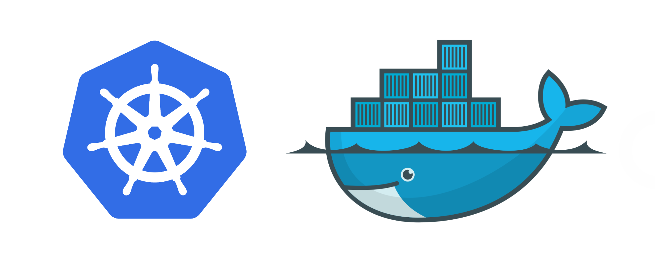 Kubernetes and big blue whale carrying containers