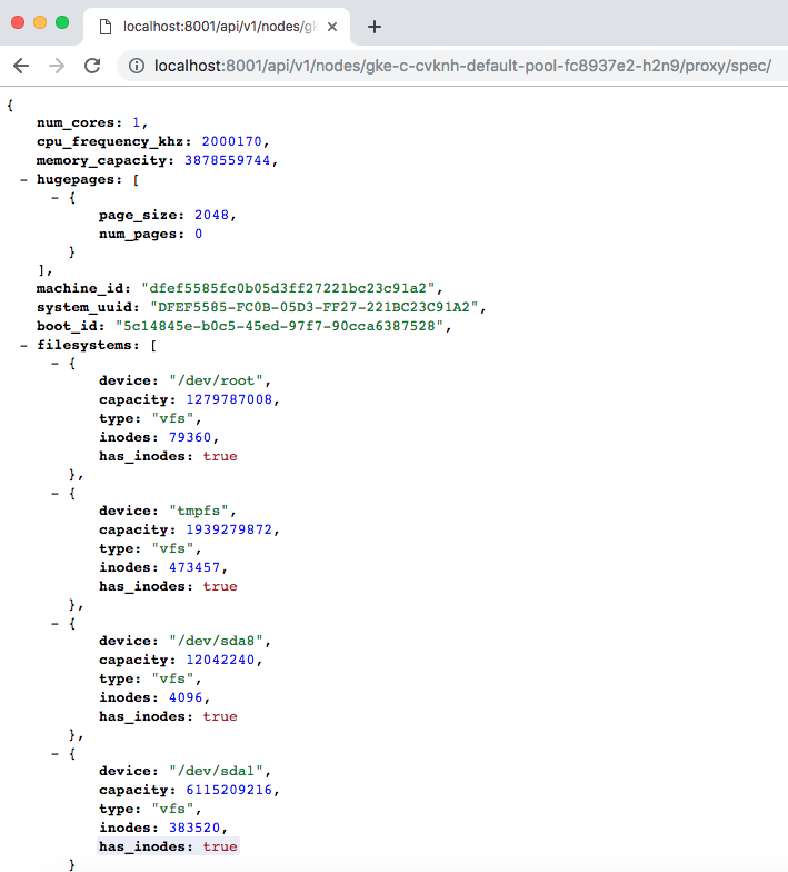 Fig. 3: Kubernetes node spec listing