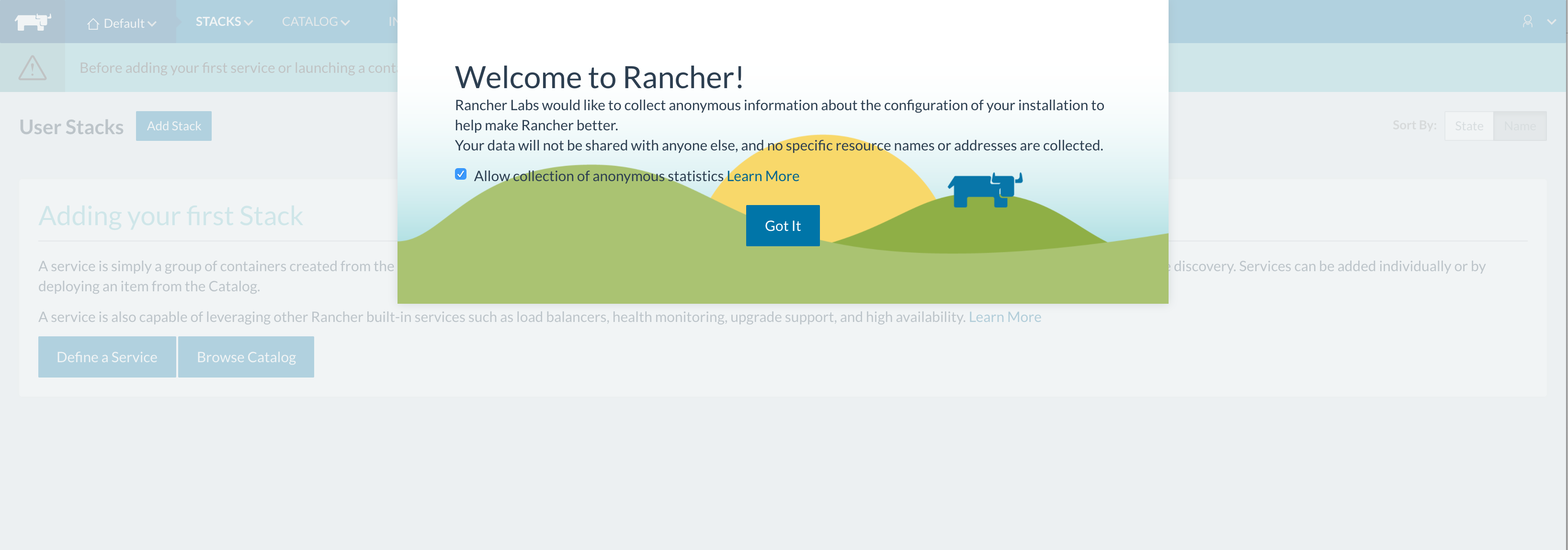 Rancher UI
welcome