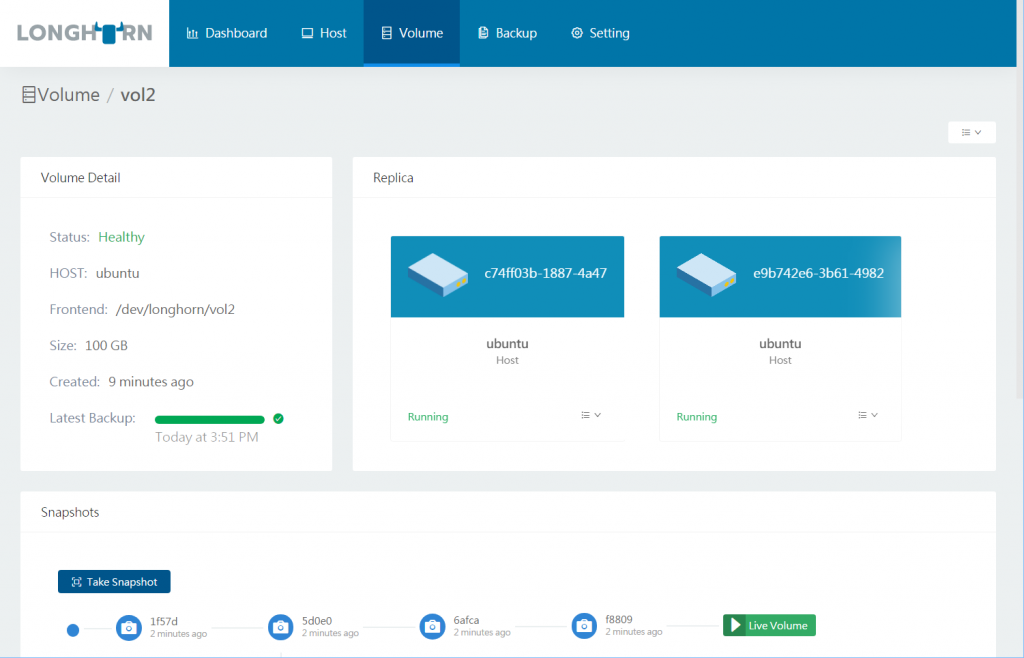 Longhorn UI: volume details view