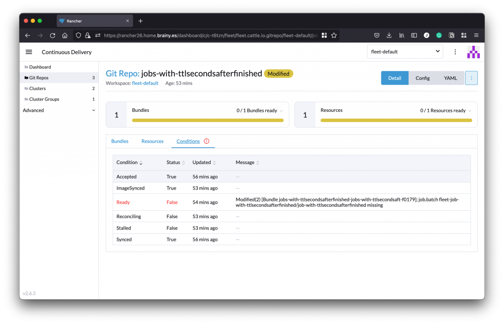 Rancher Fleet modified Git repo details