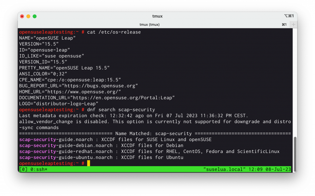 openSCAP and OVAL profiles in openSUSE Leap 15
