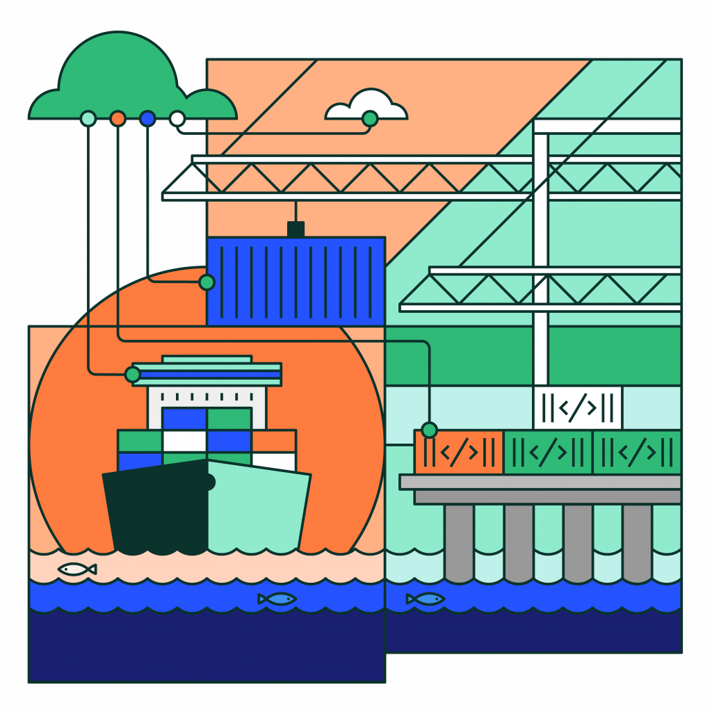 llustration depicting SUSE Rancher Prime performing container management as an enterprise container solution